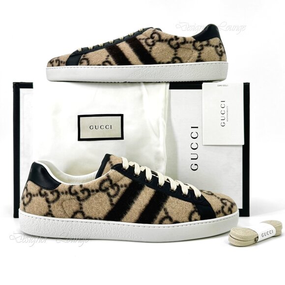 NEW GUCCI Ace GG Monogram Men's Wool Logo Sneakers G 9.5 / US 10 Authentic $890 - Picture 10 of 10
